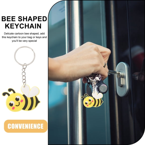 HONMEET 24Pcs Cute Yellow Cartoon Keychain Pendants, Metal Charms for Bags, Keys, Accessories 3.9x1.8x0.1 Inches