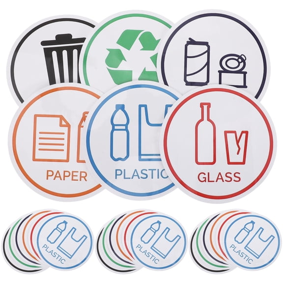 HONMEET 24Pcs Recycle Bin Stickers for Trash Cans Weatherproof Self Adhesive Vinyl Labels