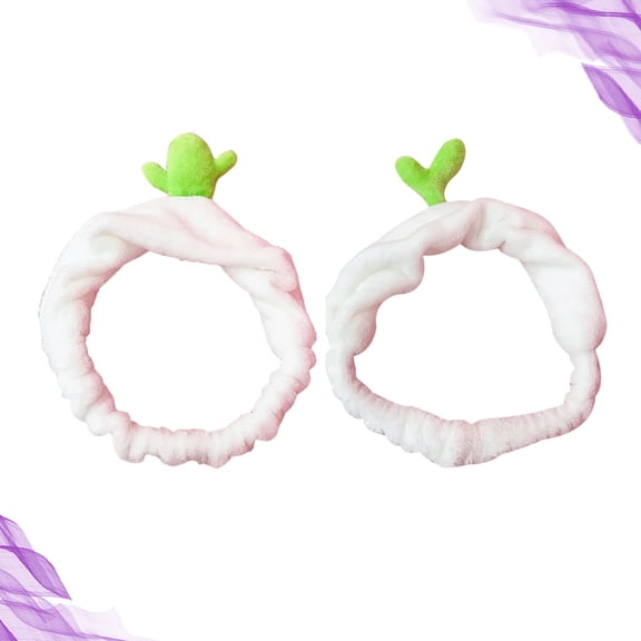 HONMEET 2Pcs Plush Green Cactus Hairband Soft Breathable Sports Headband for Makeup and Decoration