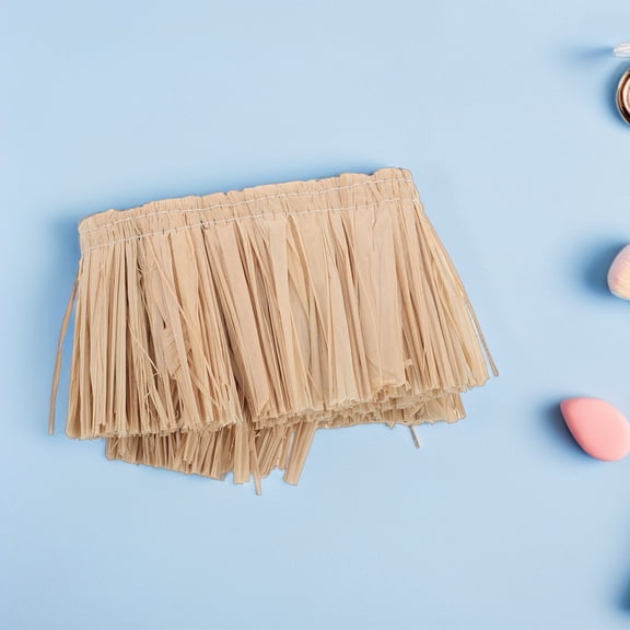 HONMEET 2-Pack Khaki Natural Raffia Fringe for Handmade Crafts, Fashion Accessories, Home Decor and Projects