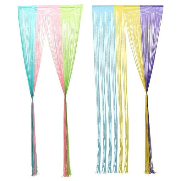 HONMEET 2Pcs Reusable Assorted Color Tinsel Curtain for Valentinechristmas and Family Party Setup