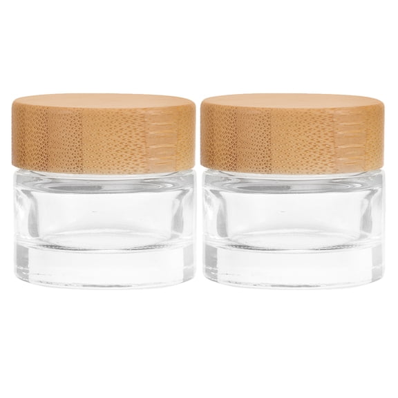 HONMEET 2-Pack Refillable Glass Travel Vial Jars with Lids, Sleek Cosmetic Containers for Women’s Beauty and Skincare Samples