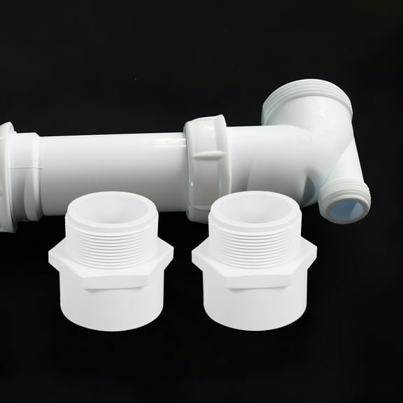 HONMEET PVC Socket Male Thread Adapter, White Plumbing Fitting, 2 Pieces, Versatile Connector for Home and Industrial Use