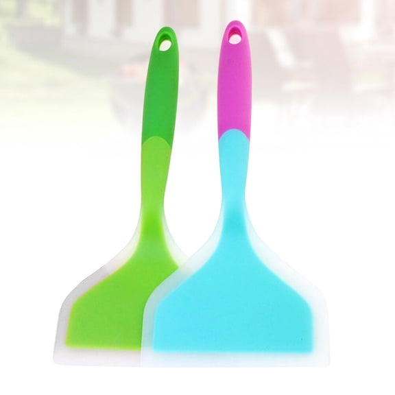 HONMEET 2-Pack Silicone Pancake Spatulas with Hanging Holes, Non-Stick Cooking and Baking Utensils for Kitchen Use