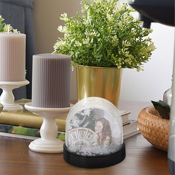 HONMEET Black Plastic Snow Globe Photo Kit with Winter Decor Accessories, Romantic Holiday for Seasonal Decoration