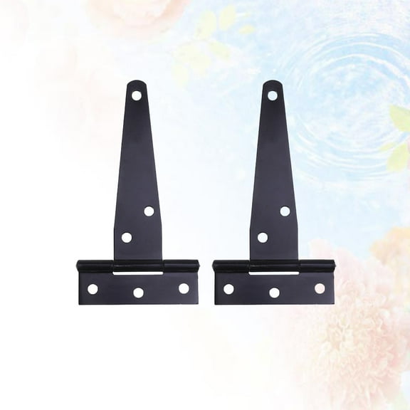 HONMEET 2Pcs Heavy Duty Black Metal T Shape Gate Hinges with 6 Screw Holes for Silent Flexible Door and Furniture