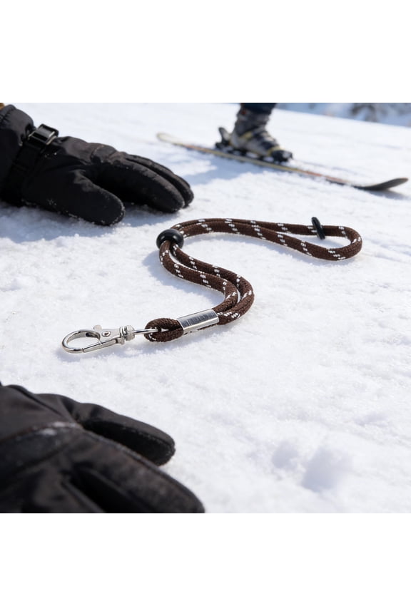 2Pairs Coffee Anti Lost Glove Lanyards Adjustable Wrist Strap for Skiing Snowboarding and Winter Sports
