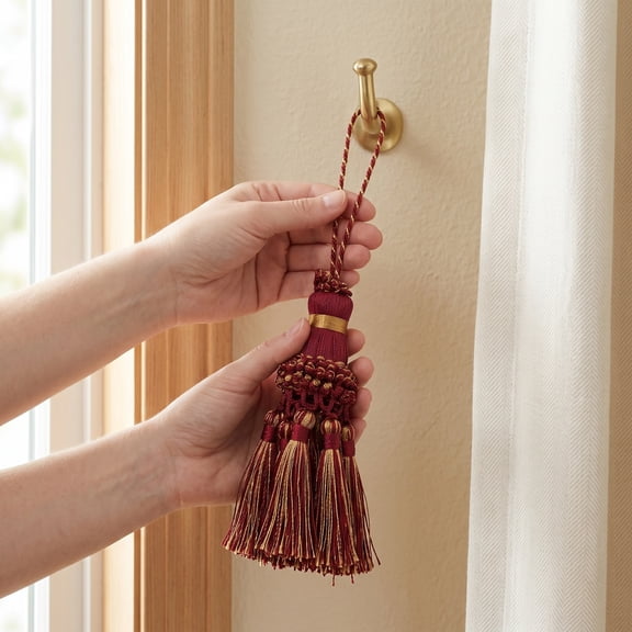 HONMEET 2Pairs Lightweight Cotton Thread Curtain Tassels with Layered Fringe for Drapery and Wall Hanging