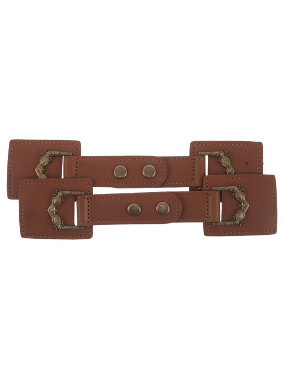 2 Pairs Men's Brown PU Metal Toggle Buttons for Coats