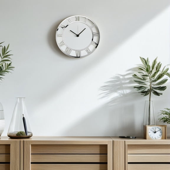 HONMEET 2 Pieces Round Acrylic Wall Clock Face Mirror Decal for Stylish Home Decoration