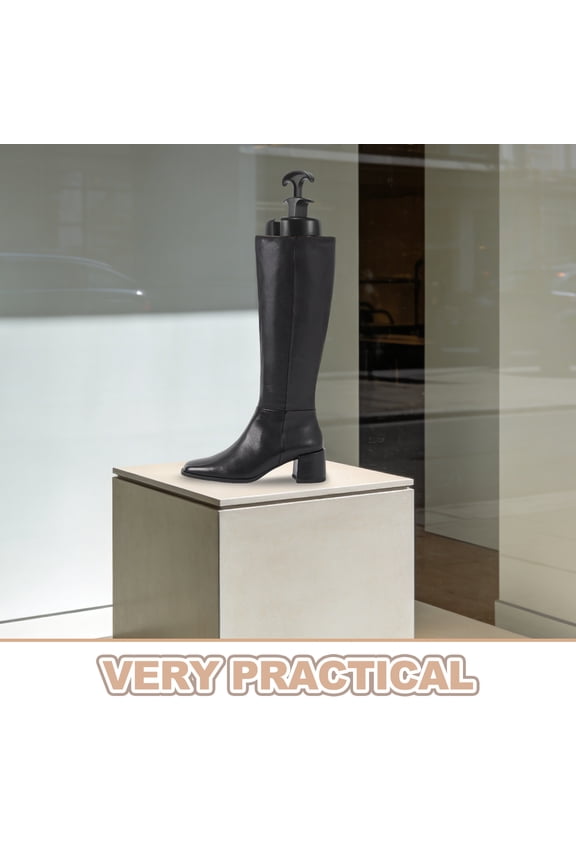2-Pack Adjustable Boot Shapers Black Plastic Inserts for Knee High & Tall Boots to Maintain Shape & Prevent