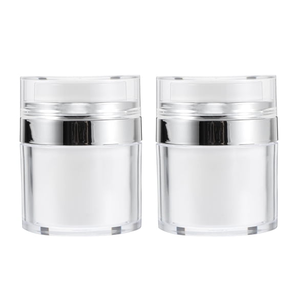 HONMEET 2-Pack White Airless Pump Jars for Household Lotion Storage, PP Containers for Skincare Products