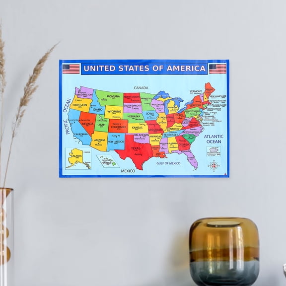 HONMEET 2Pcs America Map Large Wall Poster Clear Print Geography Map for Home Decoration