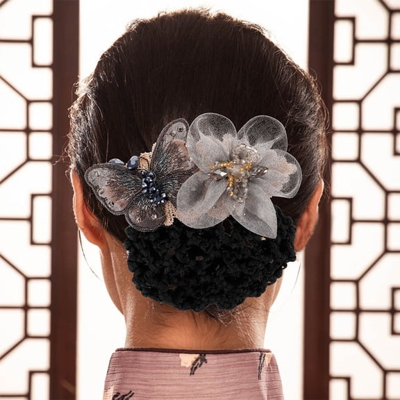 HONMEET 2Pcs Black Hair Net for Buns Soft Comfortable Stylish Bun Cover for Weddings and Parties