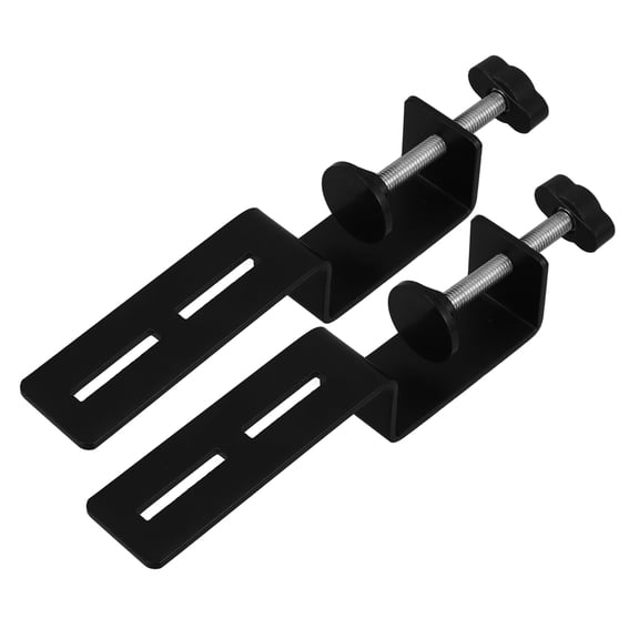 HONMEET 2Pcs Black Metal Painted C Clamp Desk Mounting Brackets Heavy Duty Carbon Steel for Stable Fixing