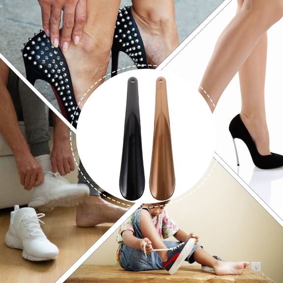 HONMEET 2Pcs Black Plastic Shoe Lifters with Rounded Edges for Easy Wearing Shoes Helpers
