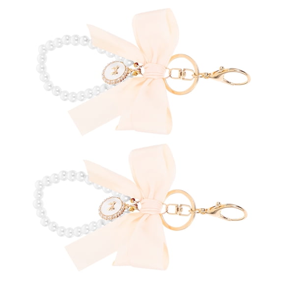 HONMEET 2-Pack Stylish Bowknot Pendant Keychain Set for Women, Ribbon Bow Bag Charms Accessories, 16x12x1.5cm