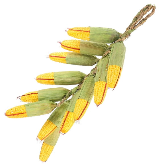 HONMEET Realistic Artificial Corn Ornaments with Green Corn Stalks, 2 Pieces Decorative Fall Decor