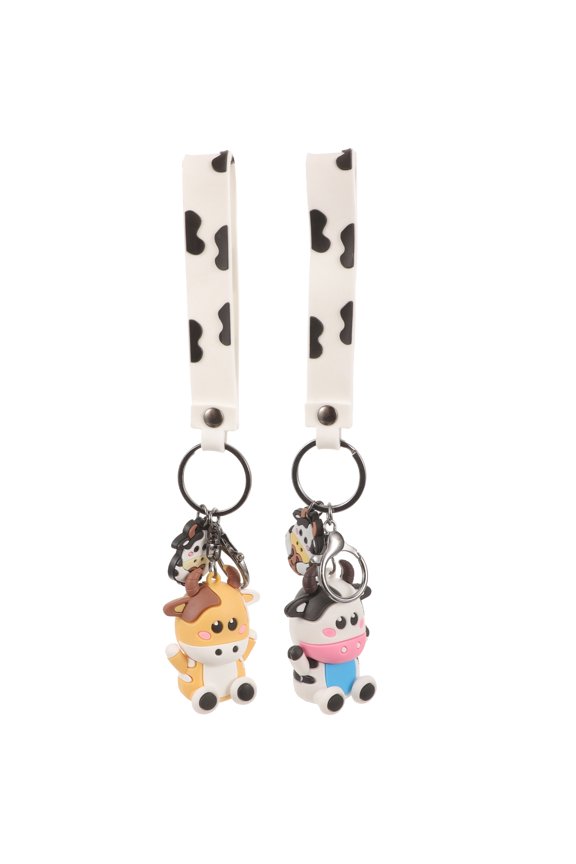 2Pcs Cow Keychain Assorted Color Animal Key Ring Pendant Gift for Special Occasions