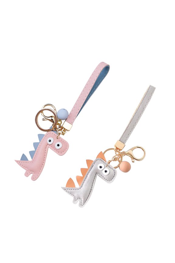 2Pcs Creative Dinosaur Keyrings with Handmade Polish Assorted Color for Key Or Bag