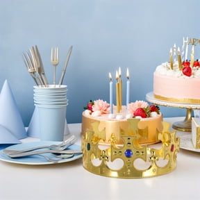 HONMEET 2-Pack Assorted Color Glitter Birthday Crowns, Prince Party Decorations for Kids Celebration