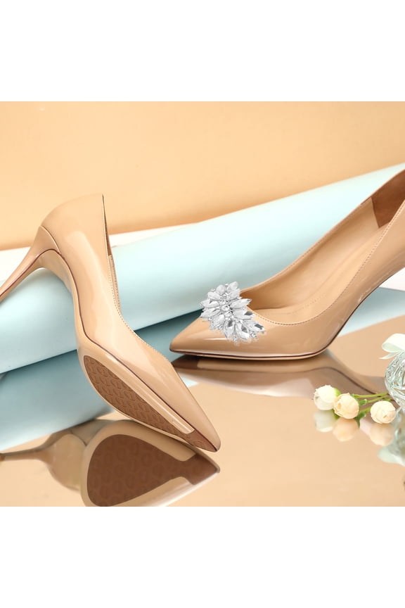 2-Pack Rhinestone Crystal Shoe Clips with Elegant Flower Design, Ideal for Weddings, Parties, Special Events, 5.5 x 1.4 Inches