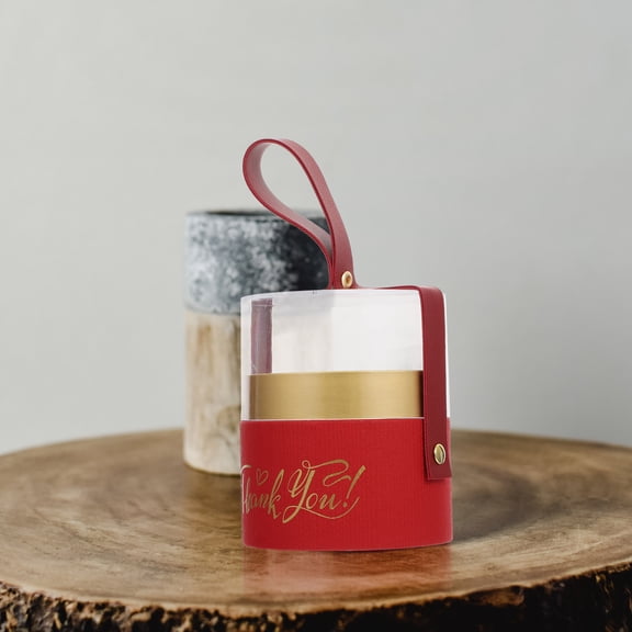 HONMEET 2-Pack Red Cylinder Chocolate Boxes with Clear Plastic Lids, Portable Packaging for Candy and Sweets