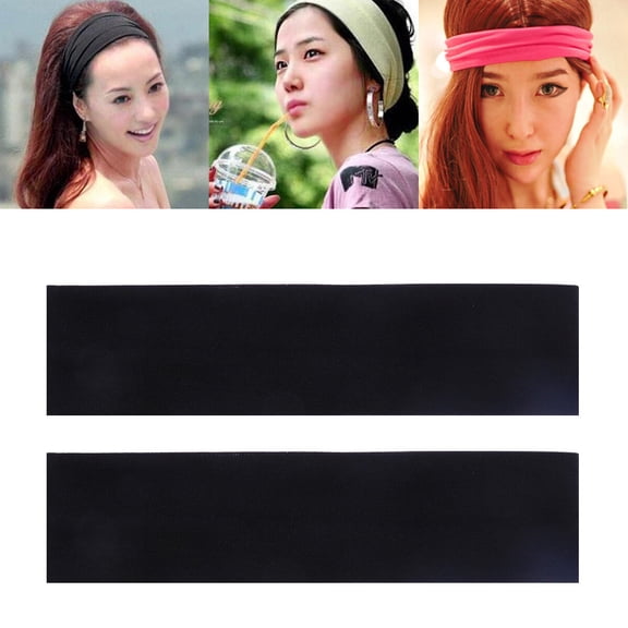 HONMEET 2Pcs Dance Biker Headband Black Cloth Elastic Tape Hairband for Active Wear and Decoration