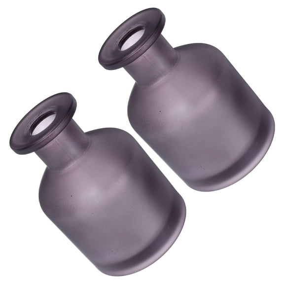 HONMEET 2Pcs Dark Grey Glass Diffuser Bottles Refillable Empty Reed Diffuser for Living Room Ambiance