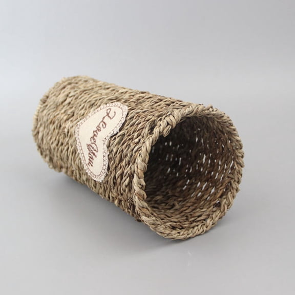 HONMEET 2Pcs Decorative Beige Woven Flower Pots with Stable Flat Bottom for Everyday Use