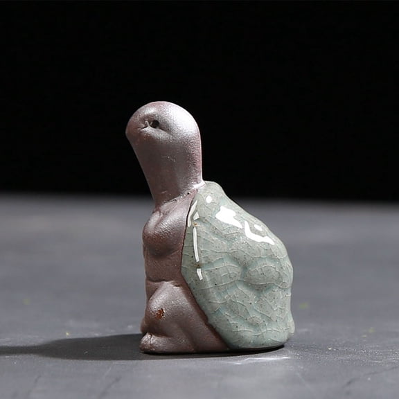 HONMEET Set of 2 Grey Ceramic Turtle Figurines Decorative Tea Pets for Tea Tray Display and Home Decor