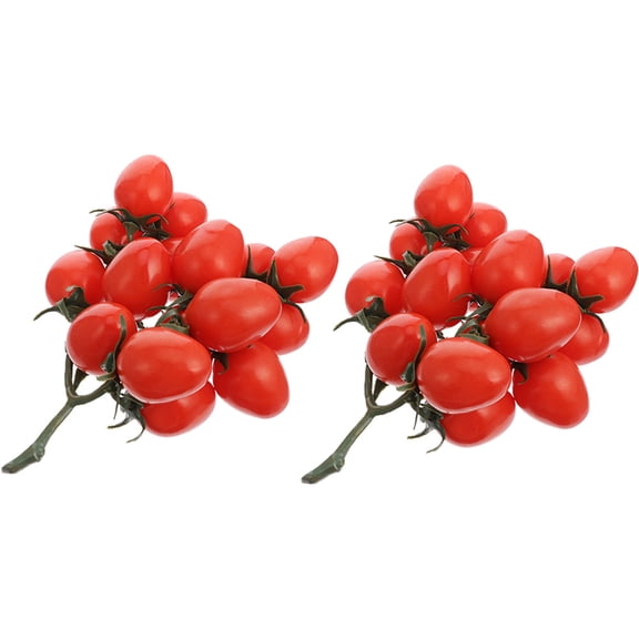 HONMEET Set of 2 Plastic Cherry Tomato Bunches Realistic Simulation for Home Decor and Photography Props