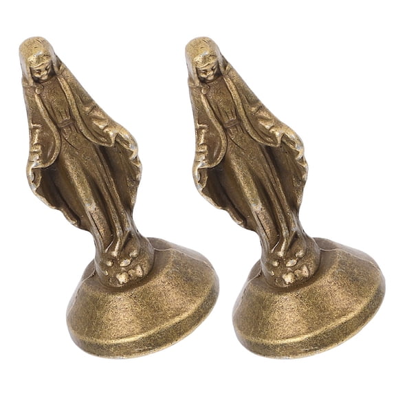 HONMEET 2Pcs Golden Brass Mary Figurines Small Holy Lady Statue for Desk and Shrine