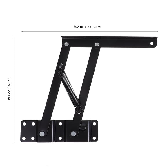 HONMEET 2-Pack Black Folding Lift Hinges with Hydraulic Spring for Home Furniture, Cabinet, Table Support and Easy Installation