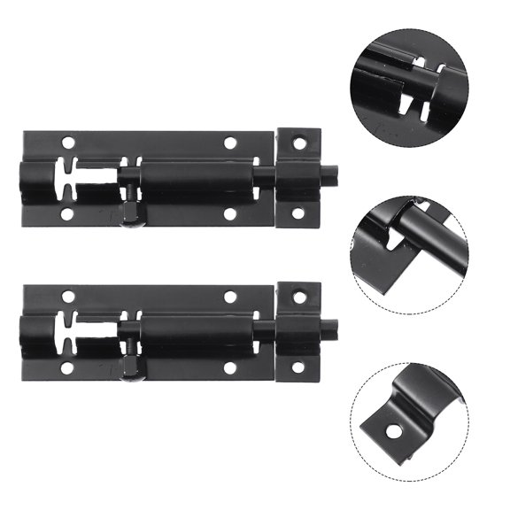 HONMEET 2Pcs Easy Install Black Stainless Steel Sliding Barrel Bolt Latch for Home Use