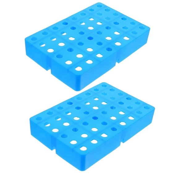 HONMEET 2Pcs Durable Blue Plastic Pallet Stand with Perforated Floor Grids for Efficient Warehouse Storage