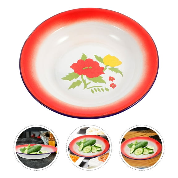 HONMEET Vintage Enamel Plates Set of 2, Assorted Colors, and Smooth Finish, Perfect for Home Use and Dining