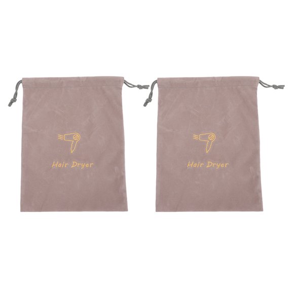 HONMEET 2Pcs Fabric Drawstring Hair Dryer Bags Portable Storage Organizer Light Grey