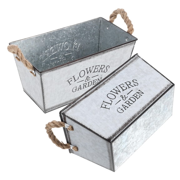 HONMEET White Iron Buckets 2-Pack for Floral Arrangements, Home Decor, Storage, Garden , Rustic Style