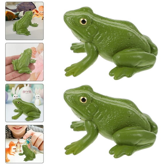 HONMEET Frogs Decor Green Plastic Figurines for Home Office Decoration 2Pcs