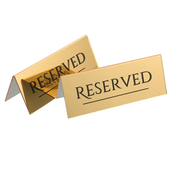 HONMEET Reserved Seats Sign Golden Acrylic 2Pcs 6.7x2.4x2.4in