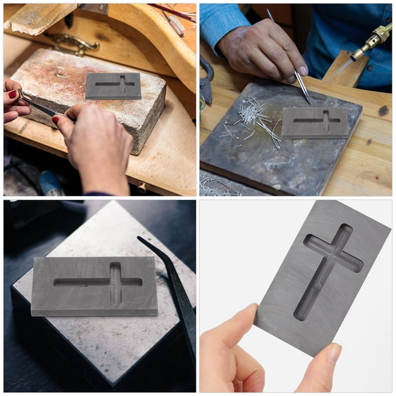 HONMEET 2-Pack Cross Graphite Casting Molds for Metal Smelting, Projects, Jewelry Making and Crafting