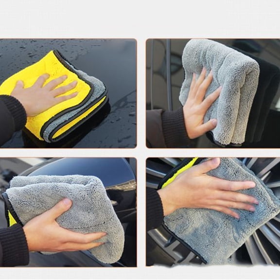 HONMEET 2Pcs Hanging Coral Fleece Hand Towels Double Sided Absorbent Cleaning Cloth