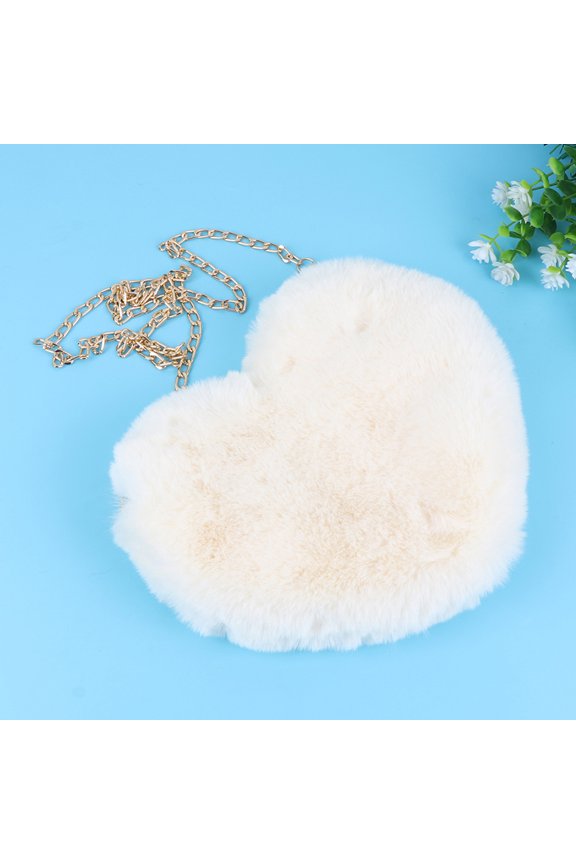 2Pcs Heart Shaped Plush Crossbody Bag Assorted Color Single Shoulder Pouch