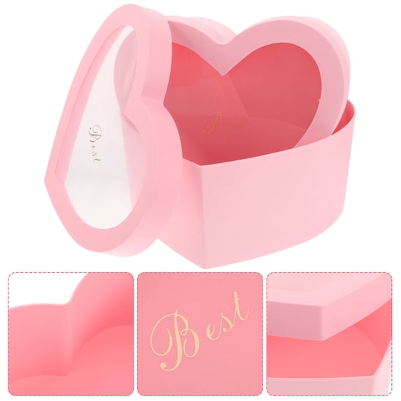 HONMEET 2-Pack Heart-Shaped Flower Storage Boxes with Stable Flat Base for Home Organization and Decorative Use