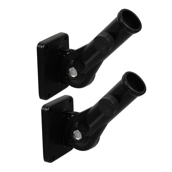 HONMEET 2-Pack Black Aluminum Alloy Flag Pole Holders Wall Mount Adjustable Angle Outdoor Display Accessories
