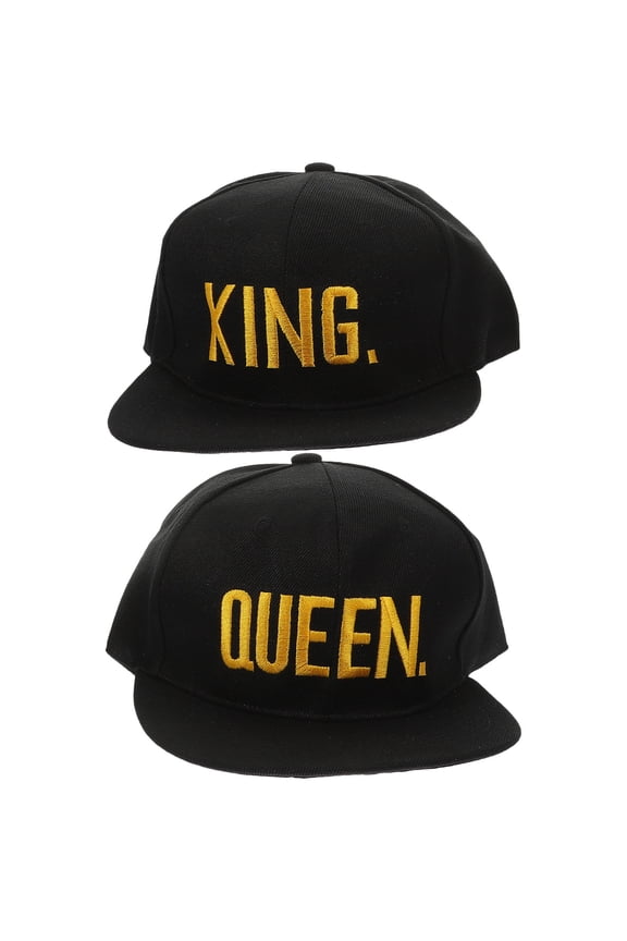 2-Pack Caps with Queen Embroidery, Black Adjustable Strap Baseball Hats for Men and Women