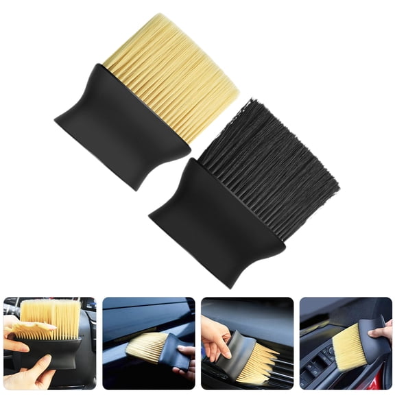 HONMEET 2Pcs Interior Car Duster with Comfortable Grip for Dashboard Dust Removal and Detailing