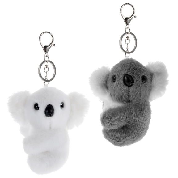 HONMEET Cute Koala Keychain Set 2Pcs Plush and Zinc Alloy Bag Charm Accessories for Keys and Backpacks