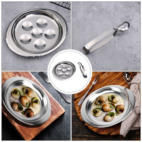 HONMEET Escargot Baking Plate Stainless Steel Silver 2Pcs
